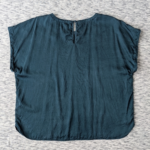 Deep Teal Silk Women's Top Buttery Soft Sz XL - Picture 10 of 11